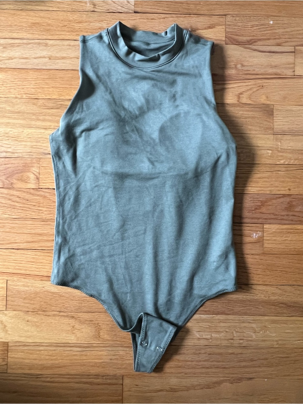 Vuori Olive Green Sleeveless Mock Neck Bodysuit